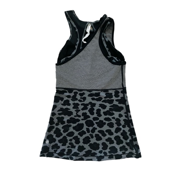 NWT Lululemon Meshed Up Tank Size 4 Black Gray Cheetah Print - Picture 3 of 12